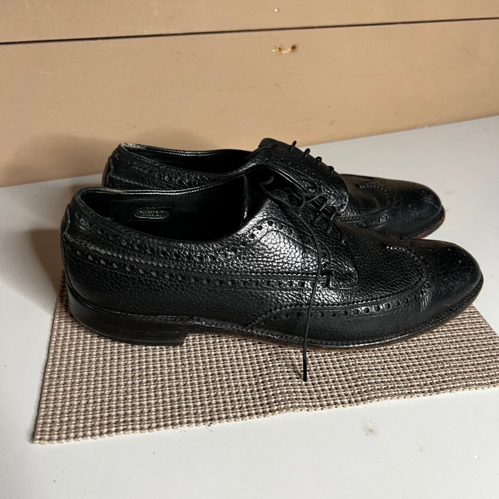 Florsheim Imperial Mens Black Pebble Grain Leather Longwing Wingtip Shoes 8.5 C